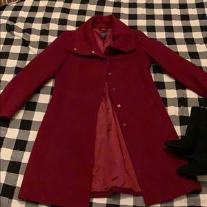 Burgundy gap wool coat